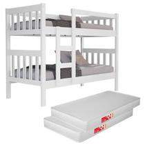 Beliche Solteiro Madeira MDF Branca Com Escada E Proteção - Acompanha 2 Colchões D20 Confortável