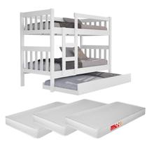 Beliche Solteiro MDF com Cama Auxiliar e 3 Colchões Pronta Entrega e Super Resistente