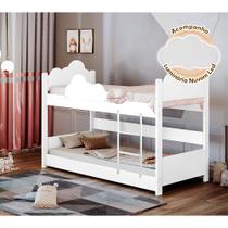 Beliche Solteiro Montessoriana Nuvem Erika Branco + Luminária Led Beliche Solteiro Montessoriana Nuvem Erika Branco + Luminária Led