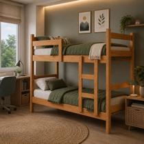 Beliche Solteiro Nature MDF Resistente para Quarto Moderno e Seguro Beliche Solteiro Nature MDF Resistente para Quarto Moderno e Seguro