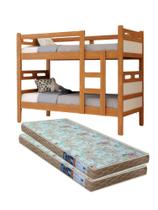 Beliche Solteiro Para Quarto Nature Off white Com Grade Escada Fixa MDF Vira 2 Cama C/2 Colchão D23 Design Moderno