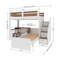 Beliche Star Office Infantil/ Juvenil Multifuncional com Escrivaninha Casatema Branco/Amadeirado Freijó