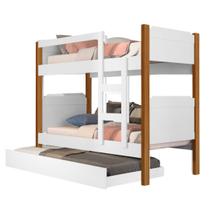 Beliche Treliche Cama Solteiro + Cama Auxiliar Branco Nature