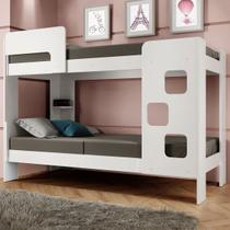 Beliche Vegas 100% Mdf 1 Prateleira com Escada e Grade de Segurança Branco - Tigus