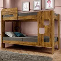 Beliche Vegas 100% Mdf 1 Prateleira com Escada e Grade de Segurança Ypê - Tigus