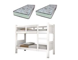 Beliche VitaMov Branco Vira 2 Camas Estrado 100% Madeira Pés 7,5x7,5 Cm + 2 Colchões D-23 Beliche VitaMov Branco Vira 2 Camas Estrado 100% Madeira Pés 7,5x7,5 Cm + 2 Colchões D-23