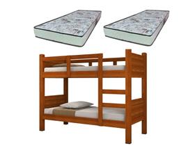 Beliche VitaMov Cinomomo Vira 2 Camas Estrado 100% Madeira Pés 7,5x7,5 Cm + 2 Colchões D-23