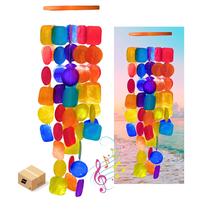 Bellaa Wind Chimes 69 cm Rainbow Capiz Seashell Wood Bellaa Wind Chimes 69 cm Rainbow Capiz Seashell Wood