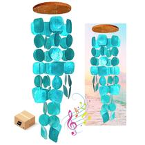 Bellaa Wind Chimes 69 cm Wood Capiz Sea Glass Bellaa Wind Chimes 69 cm Wood Capiz Sea Glass