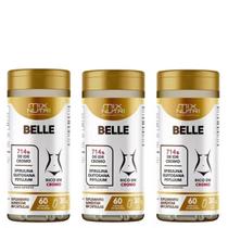 Belle 60 Caps Spirulina,Quitosana,Psyllium e Cromo kit c/3
