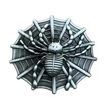 Belt Buckle Spider Web Vintage Silver Alloy para homens