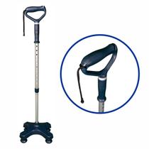 Bengala 4 Pontas Apoio Regulável Alumínio Azul Escuro Mercur Antiderrapante Ortopédica Profissional Mobilidade Idoso Reabilitação Segurança