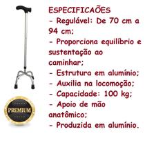 Bengala 4 Pontas De Alumínio Altura Ajustável Forte E Leve marca ALO