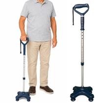 Bengala 4 Pontas Mercur Base Estável Regulável Apoio Caminhada Idoso Adulto 4 Cores
