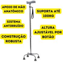 Bengala 4 Pontas robusta Idoso Deficiente Recuperação Bastão Forte