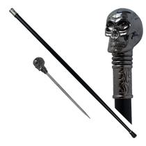 Bengala Caveira Com Lâmina Oculta Punhal Decorativa Medieval 94cm Bengala Caveira Com Lâmina Oculta Punhal Decorativa Medieval 94cm