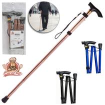 Bengala de aluminio dobravel com 5 niveis de regulagem 82cm ate 92cm Bengala de aluminio dobravel com 5 niveis de regulagem 82cm ate 92cm
