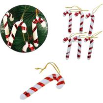 Bengala de enfeite para pendurar em árvore de natal vermelha com 6 peças - 7cm enfeites arvore Bengala de enfeite para pendurar em árvore de natal vermelha com 6 peças - 7cm enfeites arvore