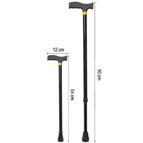 Bengala Dobrável Bastão Tipo T em Alumínio Regulável Preta Supermedy