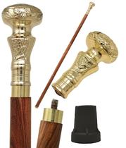 Bengala Dobrável de Madeira com Telescópio Vitoriano e Cabo de Latão Vintage, Bengala Elegante para Homens e Mulheres, Presente Ideal