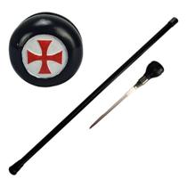 Bengala Haste Cruz De Malta Haste Camuflada Cajado Ornamento Funcional e Decorativo Cosplay Colecion