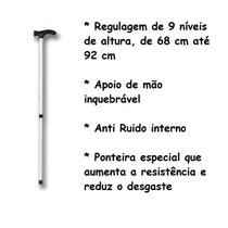 Bengala Idoso Bastão com regulagem De Altura extra Leve apenas 240gr cor apoio preto tubo cinza - alo