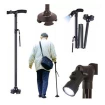 Bengala Idoso Caminhada Luz Regulável Dobrável Supermedy Cor Preto