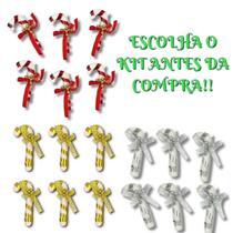 Bengala Pendente De Arvore De Natal Prata 7cm Com 6