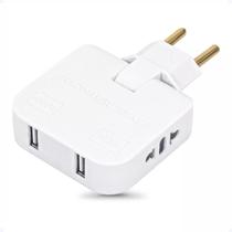 Benjamim Adaptador T Articulado Com 2 Plug Usb Bivolt 16a