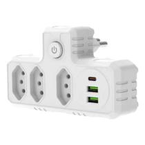 Benjamim Adaptador Universal Tomada Usb Tipo C Filtro Linha