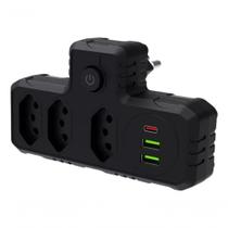 Benjamim Adaptador Universal Tomada Usb Tipo C Filtro Linha
