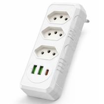 Benjamin Adaptador de Tomada Triplo 10a 2 Usb 1 Tipo C Bivolt Carregador Benjamin Adaptador de Tomada Triplo 10a 2 Usb 1 Tipo C Bivolt Carregador