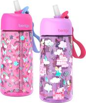 Bentgo Pacote com 2 garrafas de água infantis rosa/roxa