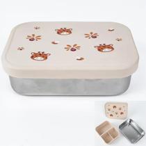 Bento box aço inox com divis. e tampa silicone sol petit pia Bento box aço inox com divis. e tampa silicone sol petit pia