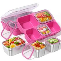 Bento Box Buileon, 5 compartimentos, à prova de vazamentos, 1015 ml, rosa