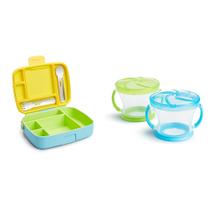Bento Box Munchkin Lunch para crianças com utensílios e xícaras de lanche Bento Box Munchkin Lunch para crianças com utensílios e xícaras de lanche