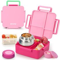 Bento Box Norxely com garrafa térmica para crianças de grande capacidade rosa Bento Box Norxely com garrafa térmica para crianças de grande capacidade rosa