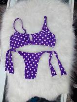 Bequine fio dental com roxo com bolas brancas