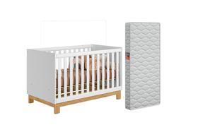 Berço 2 em 1 Americano Slim Vira Cama Com Colchão e Grade Removível Quarto de Bebe