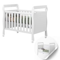 Berço 2 Em 1 Vira Mini Cama 100% Mdf Moderno Estiloso Bebê