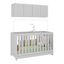 Berço 3 Em 1 Com Colchão E Armário Aéreo 4 Portas Multimóveis Mp4158 Branco Branco Berço 3 Em 1 Com Colchão E Armário Aéreo 4 Portas Multimóveis Mp4158 Branco Branco