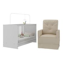 Berço 3 Em 1 Com Colchão e Poltrona Amamentação Mp4150 Branco-bege Berço 3 Em 1 Com Colchão e Poltrona Amamentação Mp4150 Branco-bege
