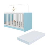 Berço 3 Em 1 Com Colchão Incluso Doce De Leite Multimóveis Azul Berço 3 Em 1 Com Colchão Incluso Doce De Leite Multimóveis Azul