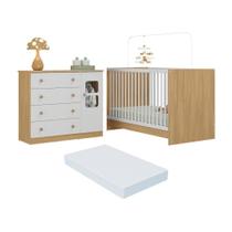 Berço 3 em 1 com Colchão Incluso e Cômoda 1 Porta 4 Gavetas Brisa Multimóveis MP4751 Berço 3 em 1 com Colchão Incluso e Cômoda 1 Porta 4 Gavetas Brisa Multimóveis MP4751