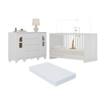 Berço 3 Em 1 Com Colchão Incluso E Cômoda 2 Portas 4 Gavetas Aurora Multimóveis MP4774 Branco Berço 3 Em 1 Com Colchão Incluso E Cômoda 2 Portas 4 Gavetas Aurora Multimóveis MP4774 Branco