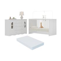 Berço 3 Em 1 Com Colchão Incluso E Cômoda 2 Portas 4 Gavetas Liz Multimóveis MP4773 Branco Berço 3 Em 1 Com Colchão Incluso E Cômoda 2 Portas 4 Gavetas Liz Multimóveis MP4773 Branco