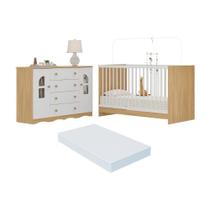 Berço 3 Em 1 Com Colchão Incluso E Cômoda 2 Portas 4 Gavetas Liz Multimóveis MP4773 Madeirado-branco Berço 3 Em 1 Com Colchão Incluso E Cômoda 2 Portas 4 Gavetas Liz Multimóveis MP4773 Madeirado-branco