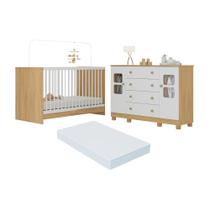 Berço 3 em 1 com Colchão Incluso e Cômoda 2 Portas 4 Gavetas Sol Multimóveis MP4756 Berço 3 em 1 com Colchão Incluso e Cômoda 2 Portas 4 Gavetas Sol Multimóveis MP4756