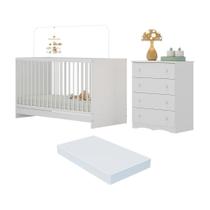 Berço 3 em 1 com Colchão Incluso e Cômoda 4 Gavetas Serena Multimóveis MP4777