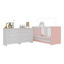 Berço 3 Em 1 Com Colchão Incluso E Cômoda Doce De Leite Multimóveis Branco Rosa Berço 3 Em 1 Com Colchão Incluso E Cômoda Doce De Leite Multimóveis Branco Rosa